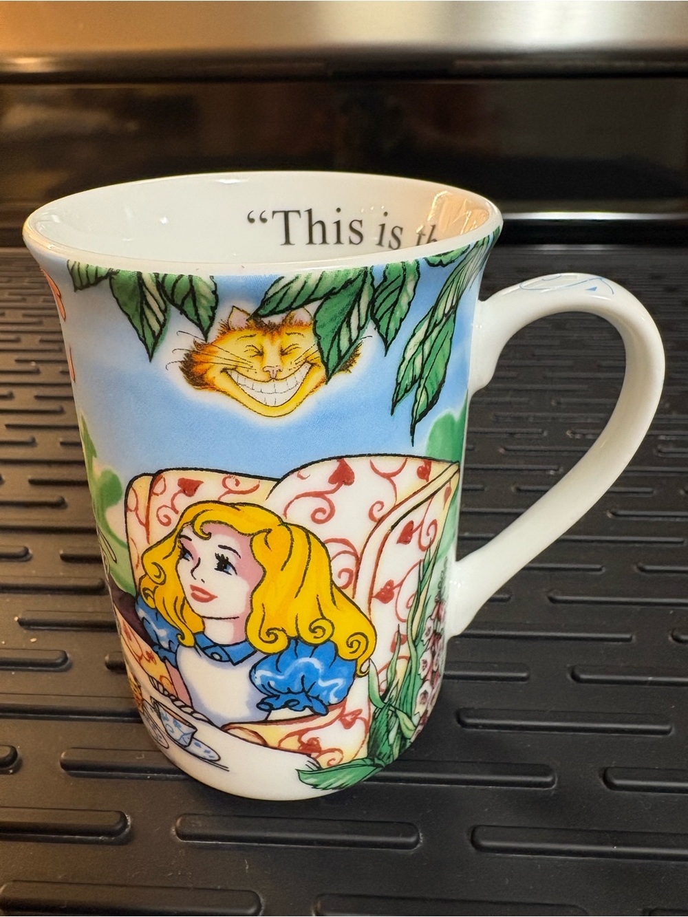 Alice in Wonderland Ceramic Tea Mug - White with Colorful Illustration